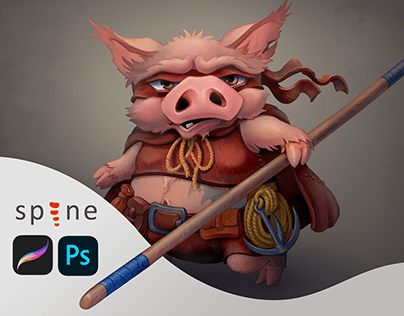 Fighting pig. Character Creation and Animation