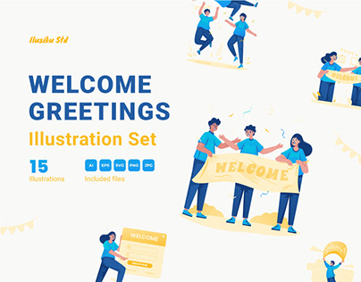 Welcome Greetings Illustration Set