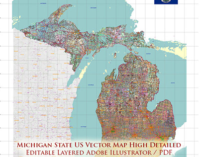 Michigan State Vector Map High Detailed