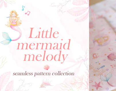 little mermaid seamless pattern collection