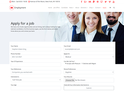 Apply For A Job Page - Employment WordPress Theme