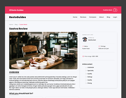 Restaurant Review Website UI