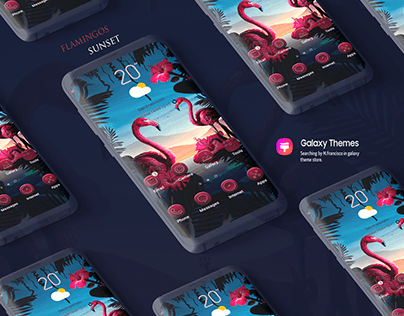 Flamingos Sunset Samsung Theme Mobile