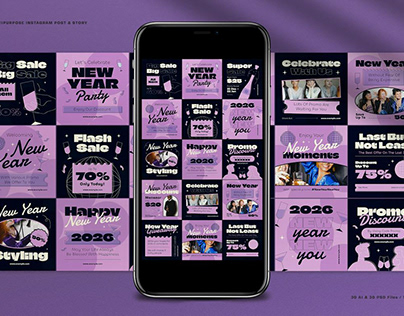 Purple Boho New Year Sale Instagram Set