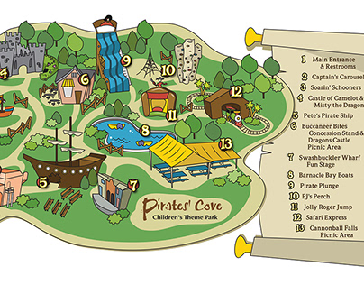 Illustrated Way-finding Map for Theme Park