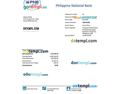 Philippines National Bank (PNB) proof of address