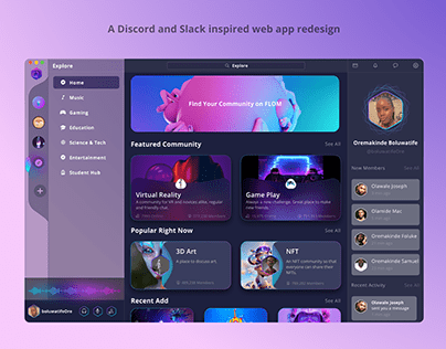 A Discord and Slack inspired web app redesign