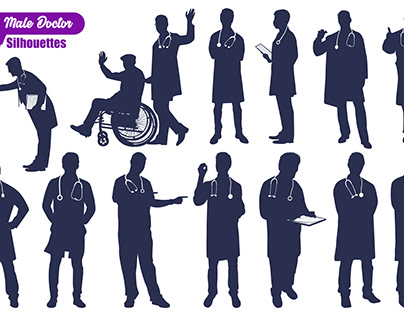 Male Doctors Silhouettes Vector illustration