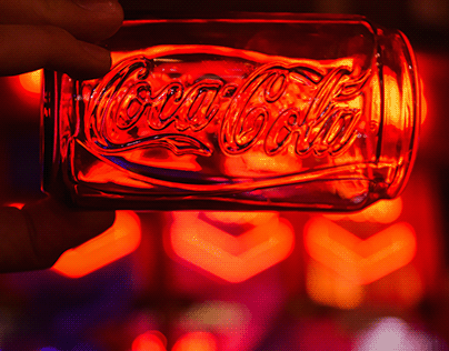 Glass coca cola - night time photography