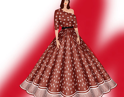Indo-western Bandhani dress