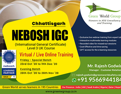 NEBOSH Live Online Training in Chhattisgarh