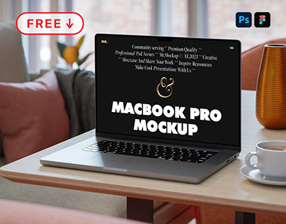 Free MacBook Pro on Table Mockup