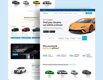 Car Rental Website Landing Page UI Design, UIUX Design