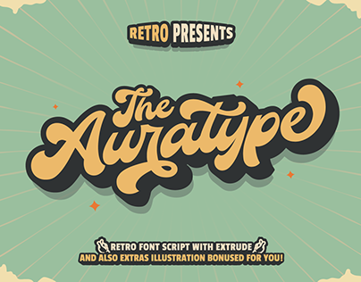 The Auratype Retro font & Extras Illustration