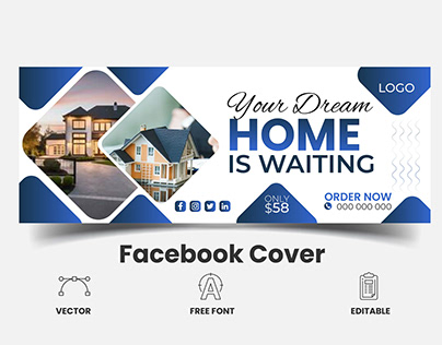 creative modern home real-estate facebook cover design
