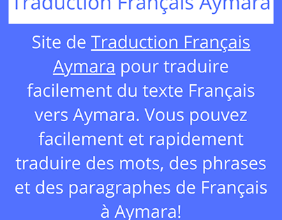 Traduction Français Aymara