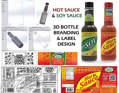 Hot Sauce / Soy Sauce Bottle & Label Design