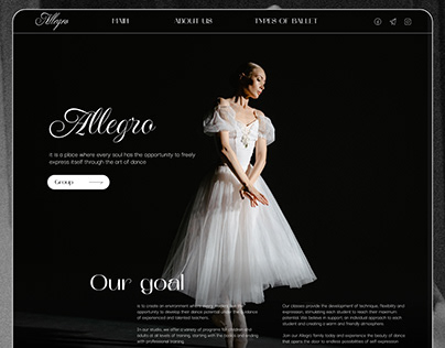 Landing page for a ballet studio
