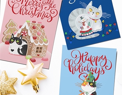 Christmas cats postcards