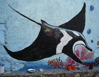 Mural Colavorativo (Aves y animales marinos)