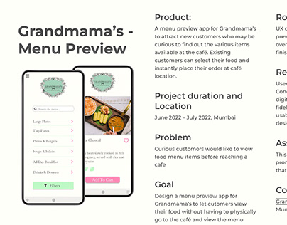 Grandmama's Menu Preview App