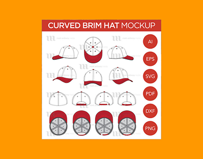 Curved Brim Hats – Vector Template Mockup