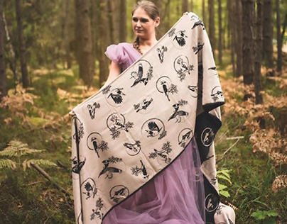 Polish birds, jaquard fabric, baby wrap design