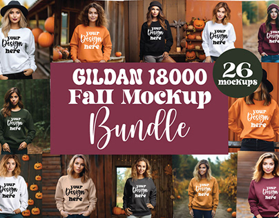 Gildan 18000 Fall Sweatshirt Mockup