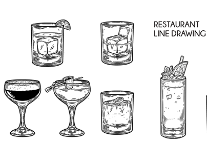 Line Drawing Restaurant illustrations