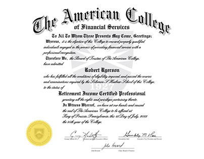 Robert Ryerson is a Certified Financial Fiduciary (CFF)