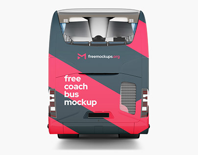 Free Mockup - Coach Bus Mockup - Back view