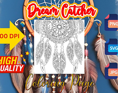 Dream Catcher Coloring Page with 300ppi