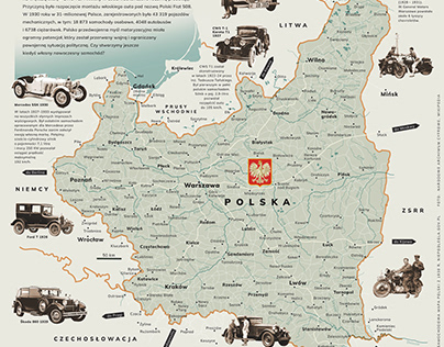 Car map of Poland 1930