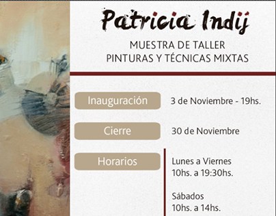 Flyer Patricia Indij - Artista Plástica