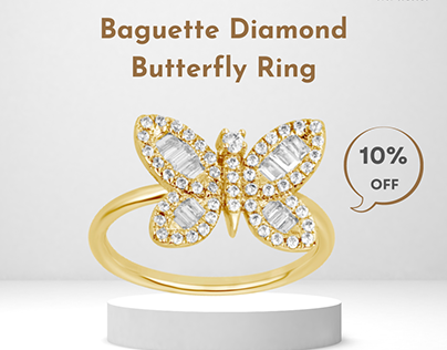 Baguette Diamond Butterfly Ring