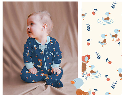 Mama & the wee quackers / Textile design