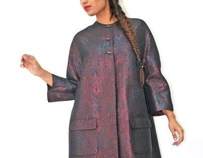 Semi season kimono coat_brocade jacquard, silk lining