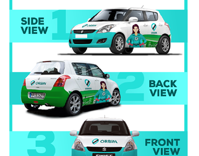 Car advertisement design for Orbin cabs. Rahul shakya