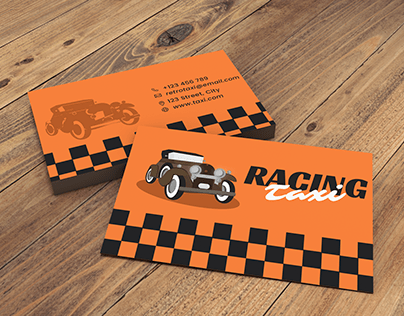 Business card for a taxi in the style of "Retro"