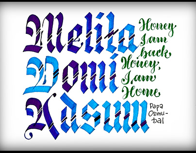 calligraphy- modified fraktur (gothic), bouncy letters