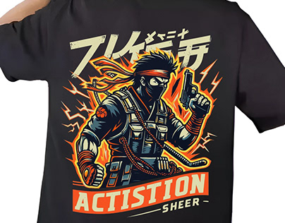 Japanese action t-shirt design