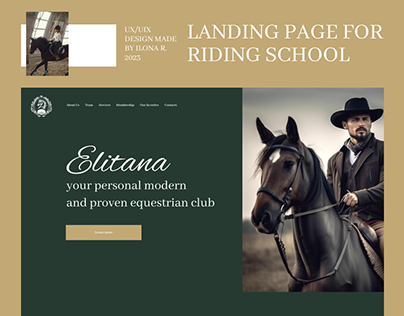 Landing page design for a riding club