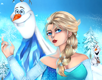 Elsa de Frozen y Olaf ⛄❄️