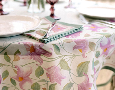 Purple Clematis. Tablecloth design