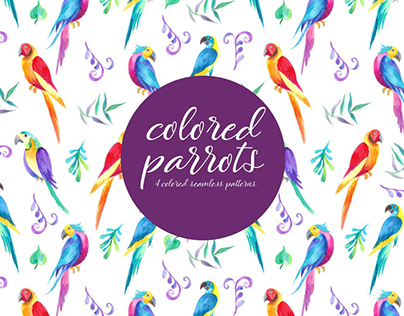 Colored Parrots Illustration Vector Free Pattern