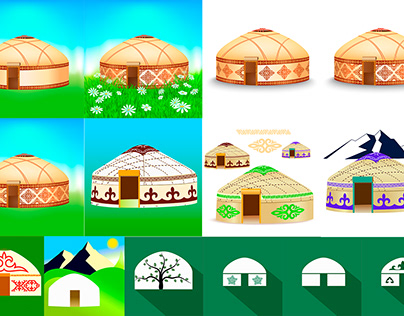 Nomadic Yurts vector Illustration