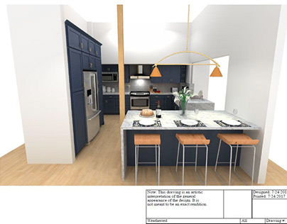 Mid century Modern kitchen in Navy Blue