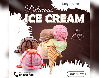 Delicious ice cream social media post design