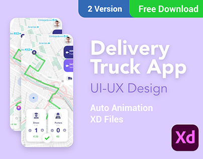 Delivery Truck App Adobe XD+Auto anima +FREE DOWNLOAD
