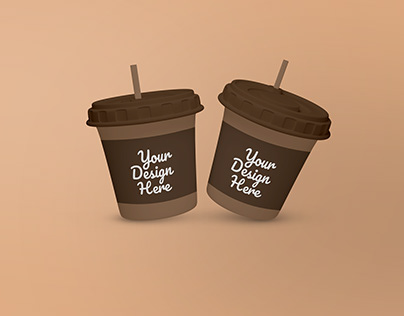 Coffee Cup with Strew Mockup Photoshop (PSD)